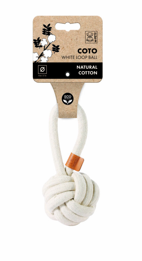 M-PETS_10646701_COTO_Eco rope dog toys_White Loop Ball_6.5 cm_#0